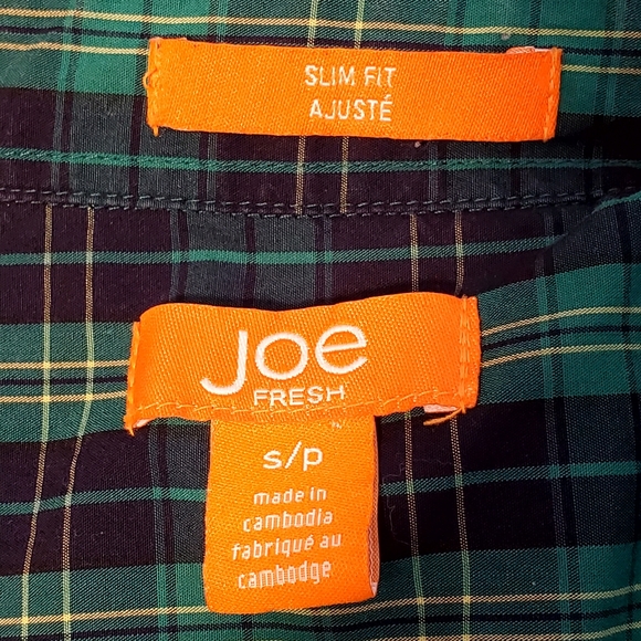 Joe Fresh Green Plaid Button Up Long Sleeve Shirt Men's US Small - Picture 6 of 8